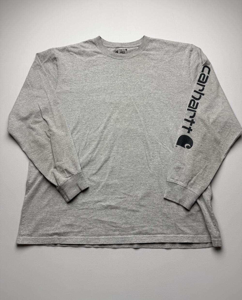 Carhartt Shirt Mens Large Gray Long Sleeve Logo Tee Tagless Workwear Relaxed